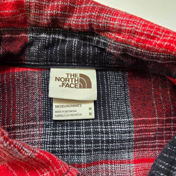The North Face Men's Flannel Red Black Gray Medium Outdoor Hiking Fishing - Picture 7 of 11